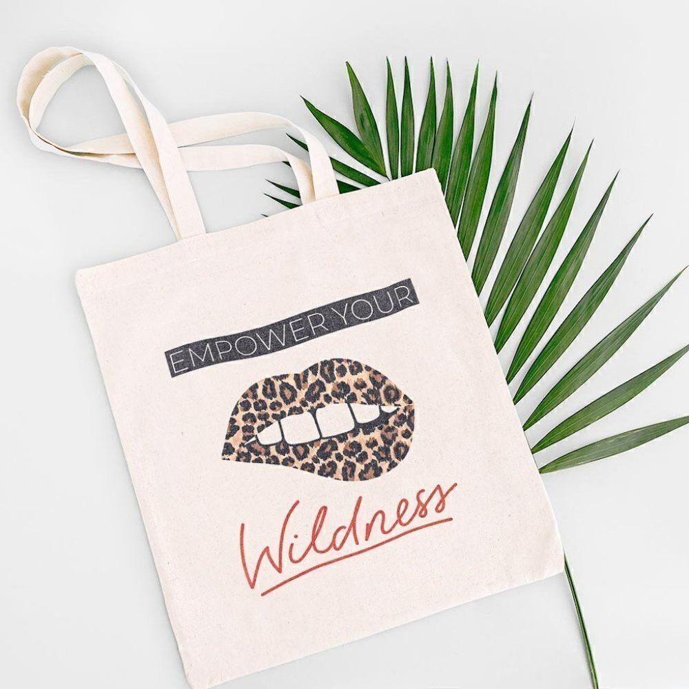 Leopard Print Empower Your Wildness Canvas Tote Eco Bag NWT
